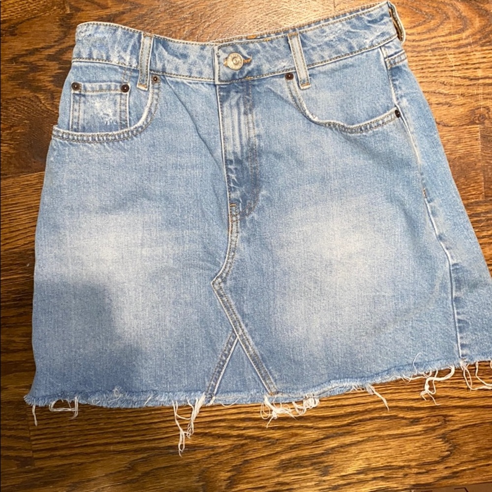 BDG light wash blue denim skirt